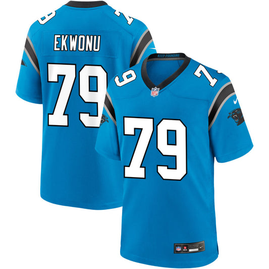 Ikem Ekwonu Men's Nike  Blue Carolina Panthers Alternate Custom Game Jersey