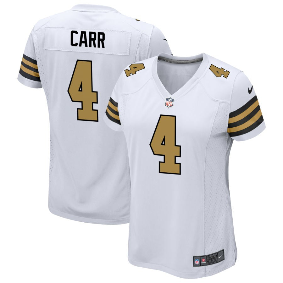 Derek Carr Women's Nike  White New Orleans Saints Alternate Custom Game Jersey