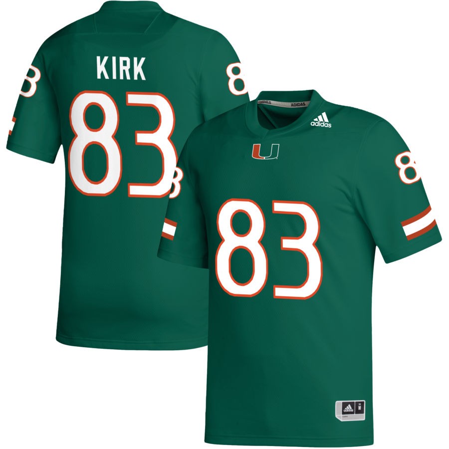 Shemar Kirk Men's adidas Green Miami Hurricanes Pick-A-Player NIL Replica Football Jersey