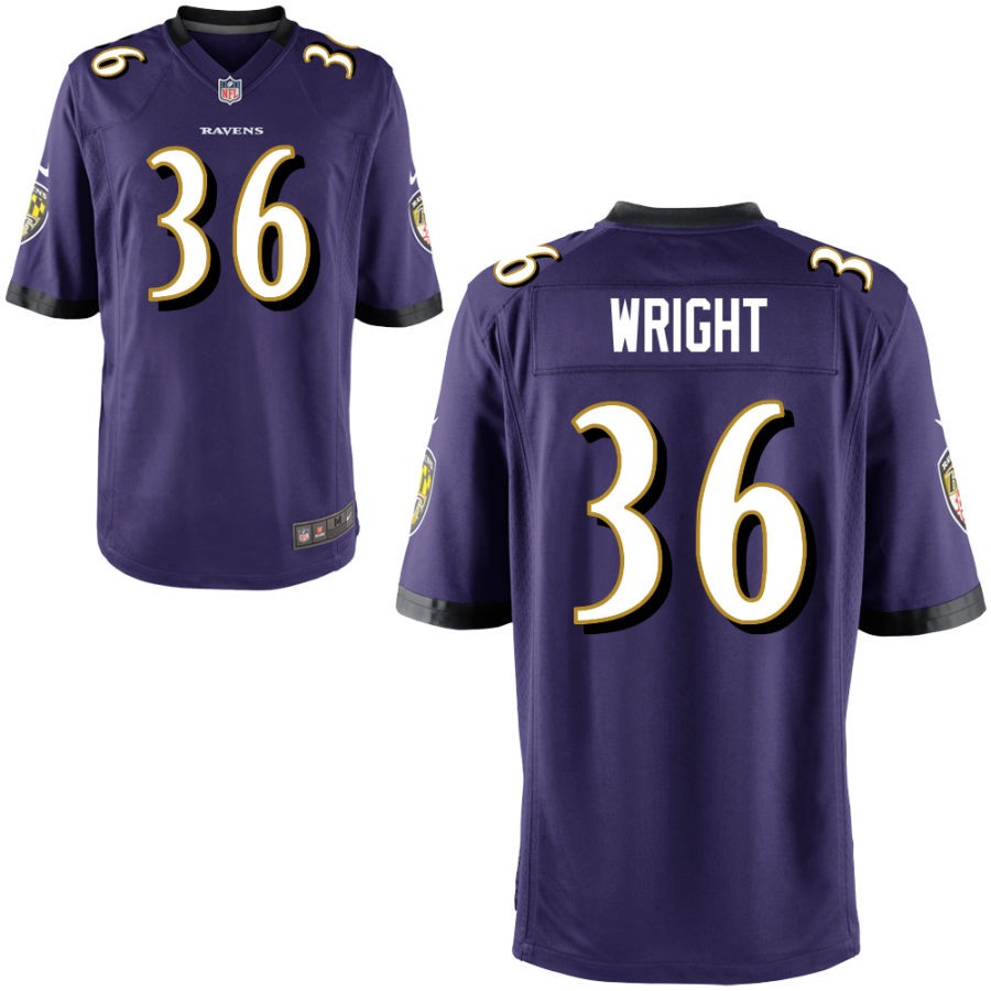 Owen Wright Youth Nike Purple Baltimore Ravens Custom Game Jersey