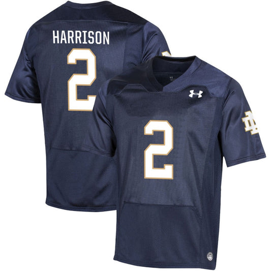 Jayden Harrison Men's Under Armour Navy Notre Dame Fighting Irish Pick-A-Player NIL Replica Football Jersey