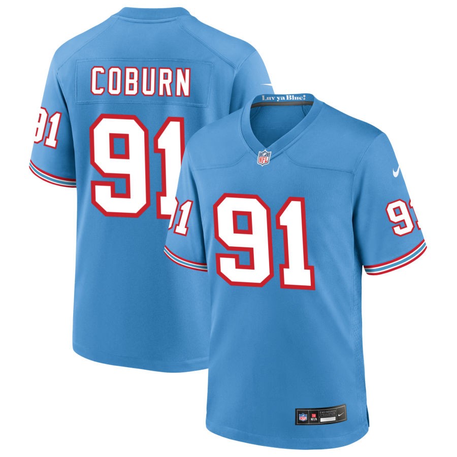 Keondre Coburn Men's Nike Light Blue Tennessee Titans Oilers Throwback Custom Game Jersey