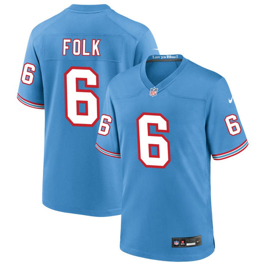 Nick Folk Men's Nike Light Blue Tennessee Titans Oilers Throwback Custom Game Jersey