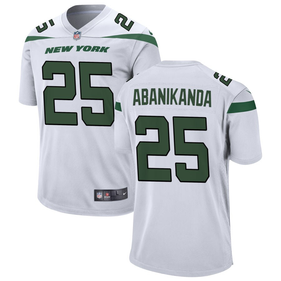 Israel Abanikanda Men's Nike White New York Jets Custom Game Jersey