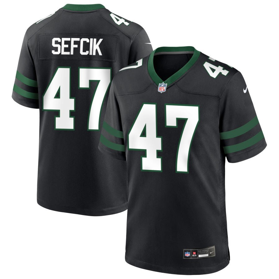 Lincoln Sefcik Men's Nike  Legacy Black New York Jets Alternate Custom Game Jersey