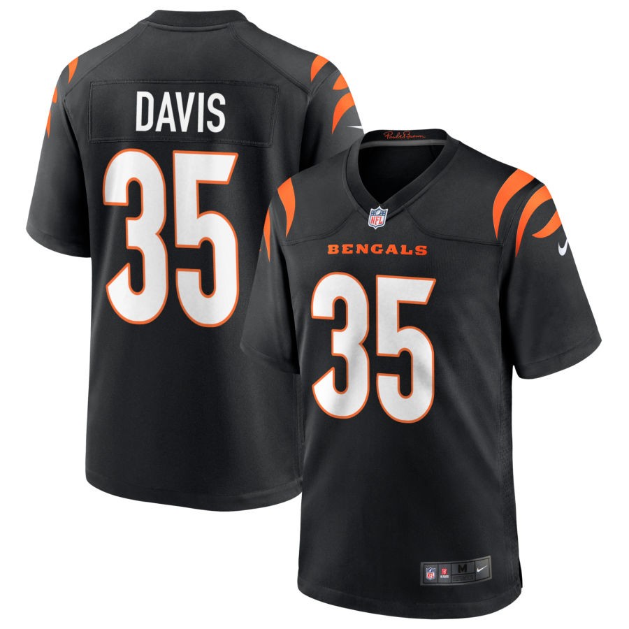 Jalen Davis Youth Nike Black Cincinnati Bengals Logo Game Custom Jersey