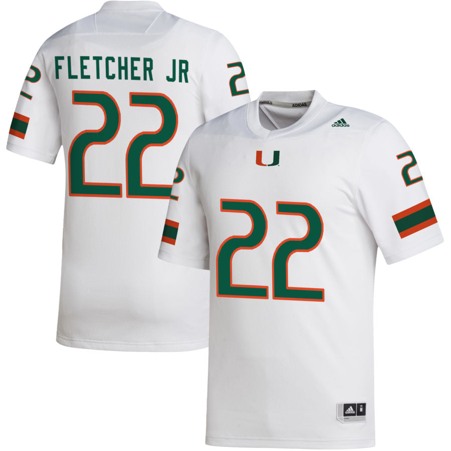 Mark Fletcher Jr Men's adidas White Miami Hurricanes Pick-A-Player NIL Replica Football Jersey