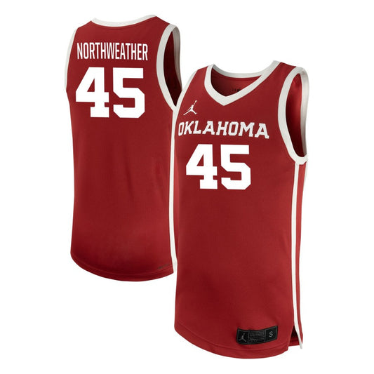 Luke Northweather Men's Jordan Brand  Crimson Oklahoma Sooners NIL Pick-A-Player Men's Basketball Replica Jersey