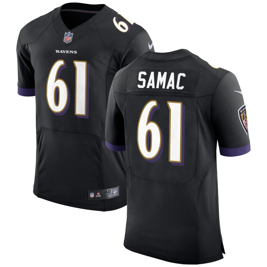 Nick Samac Men's Nike Black Baltimore Ravens Speed Machine Elite Custom Jersey