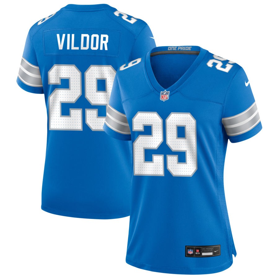 Kindle Vildor Women's Nike Blue Detroit Lions Custom Game Jersey