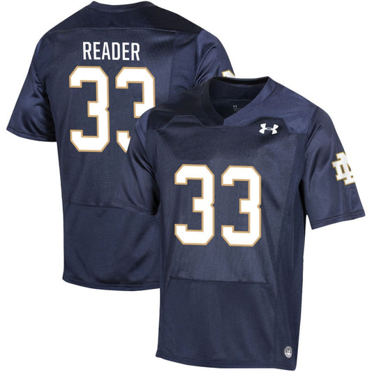 Tre Reader Men's Under Armour Navy Notre Dame Fighting Irish Pick-A-Player NIL Replica Football Jersey