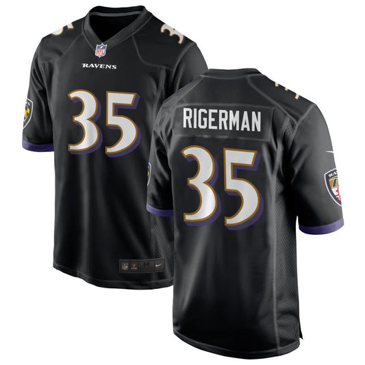 Mike Rigerman Men's Nike Black Baltimore Ravens Alternate Custom Game Jersey