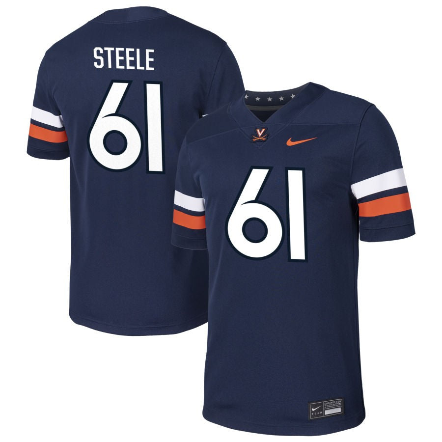 Dane Steele Men's Nike  Navy Virginia Cavaliers Pick-A-Player NIL Football Game Jersey