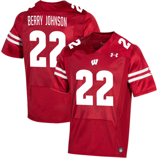 Kyan Berry Johnson Men's Under Armour Red Wisconsin Badgers Pick-A-Player NIL Replica Football Jersey