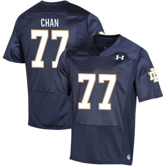 Ty Chan Men's Under Armour Navy Notre Dame Fighting Irish Pick-A-Player NIL Replica Football Jersey