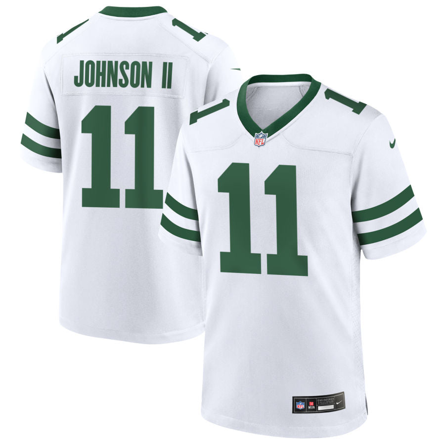 Jermaine Johnson II Men's Nike  Legacy White New York Jets Custom Game Jersey