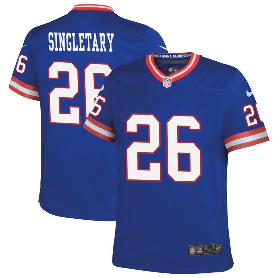 Devin Singletary Youth Nike Royal New York Giants Classic Custom Game Jersey