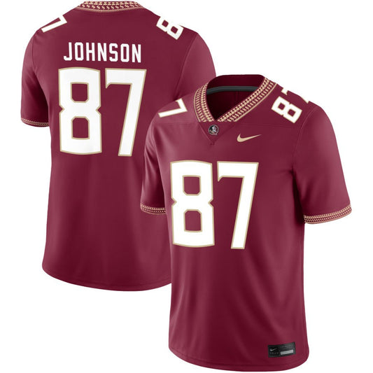 Xavier Johnson Men's Nike Garnet Florida State Seminoles 2023 Pick-A-Player NIL Football Game Jersey