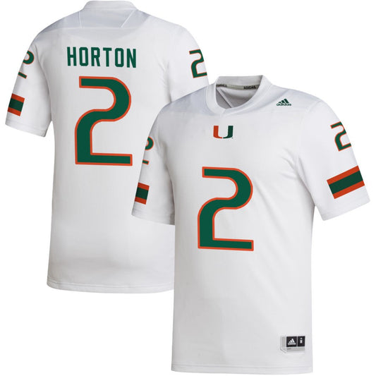 Isaiah Horton Men's adidas White Miami Hurricanes Pick-A-Player NIL Replica Football Jersey