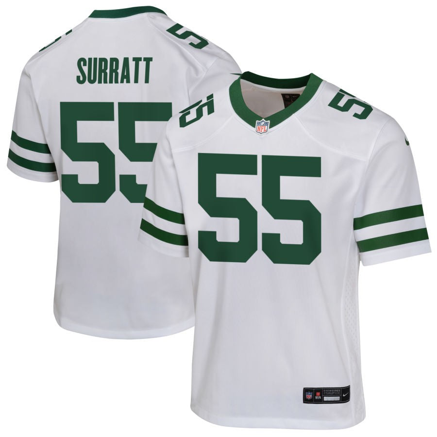 Chazz Surratt Youth Nike  Legacy White New York Jets Custom Game Jersey