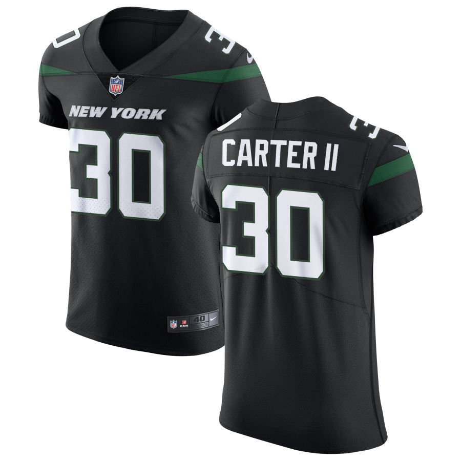 Michael Carter II Men's Nike Stealth Black New York Jets Vapor Untouchable Elite Custom Jersey