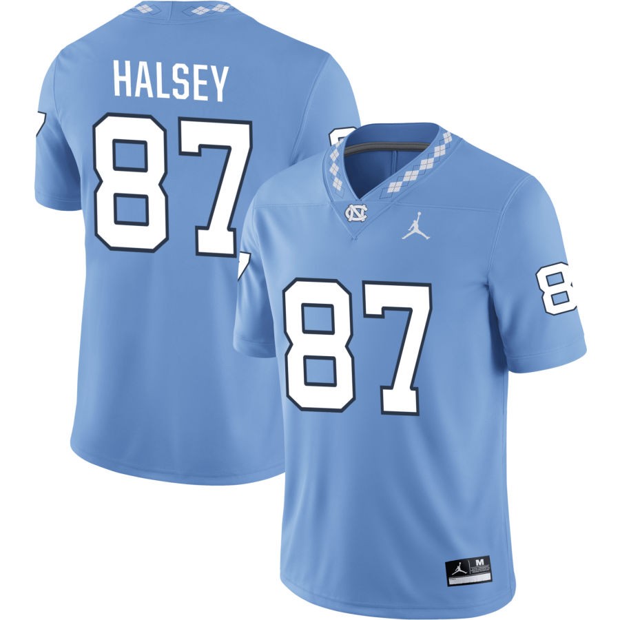 Cortlandt Halsey Men's Jordan Brand Carolina Blue North Carolina Tar Heels Pick-A-Player NIL Replica Football Jersey