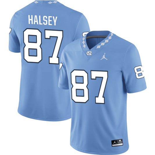 Cortlandt Halsey Men's Jordan Brand Carolina Blue North Carolina Tar Heels Pick-A-Player NIL Replica Football Jersey