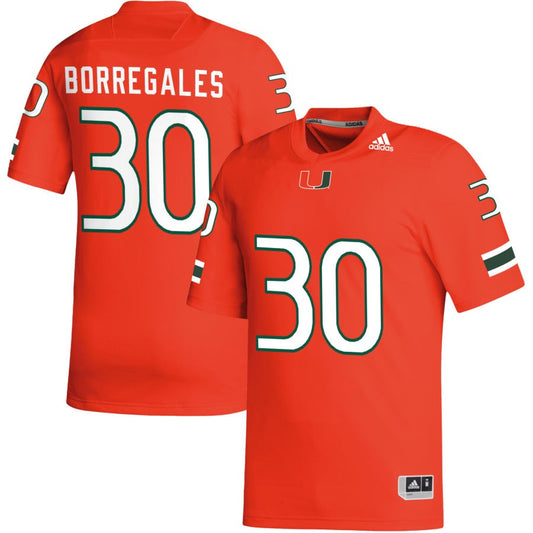 Andres Borregales Men's adidas Orange Miami Hurricanes Pick-A-Player NIL Replica Football Jersey