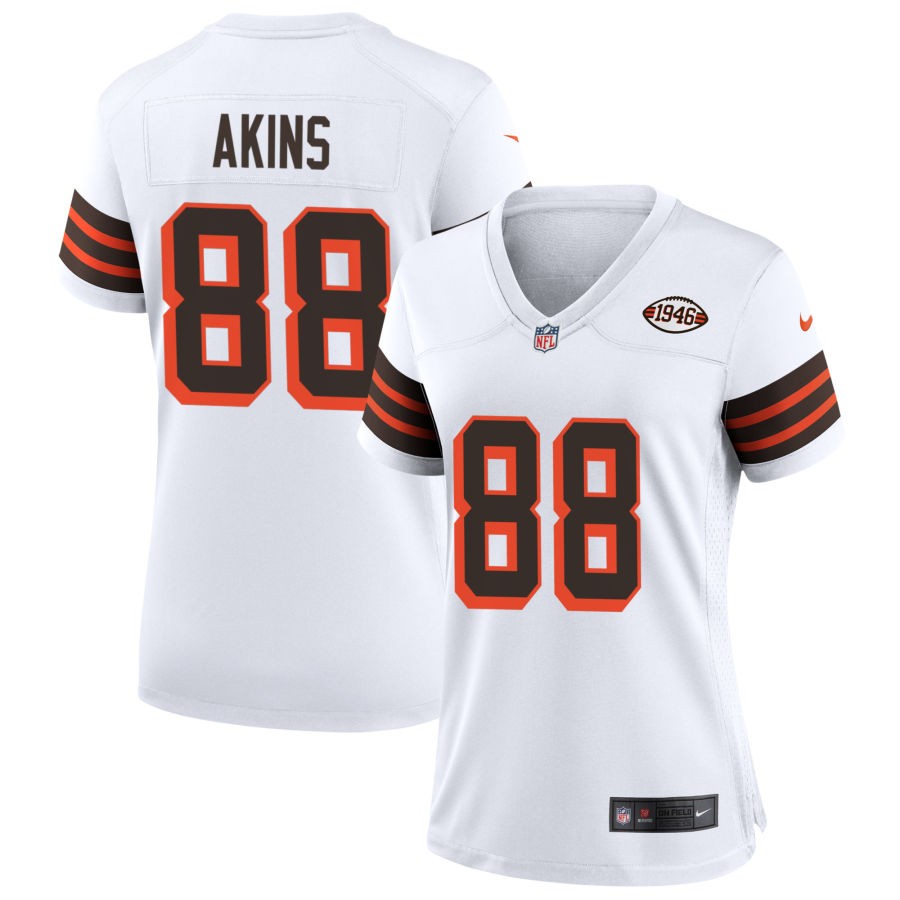 Jordan Akins Women's Nike White Cleveland Browns 1946 Collection Alternate Custom Jersey