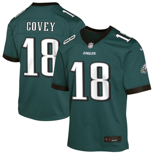 Britain Covey Youth Nike Midnight Green Philadelphia Eagles Custom Game Jersey