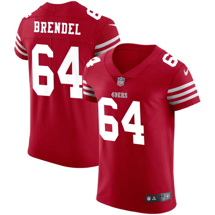 Jake Brendel Men's Nike Scarlet San Francisco 49ers Vapor Elite Custom Jersey