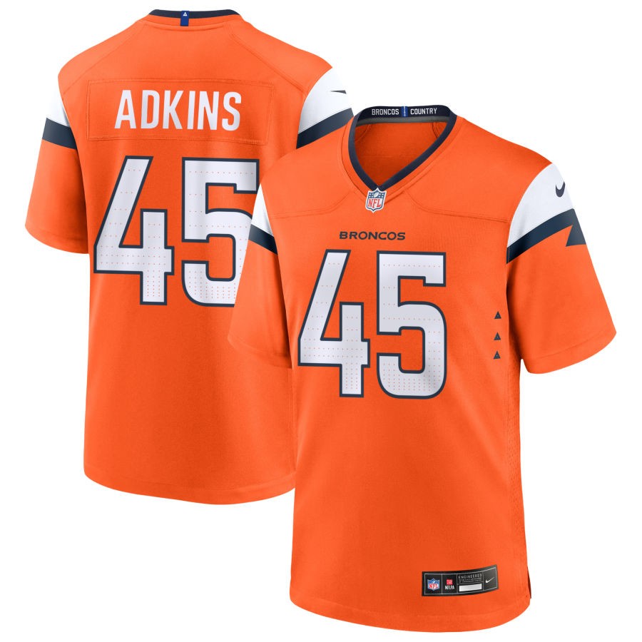 Nate Adkins Men's Nike  Orange Denver Broncos Custom Game Jersey