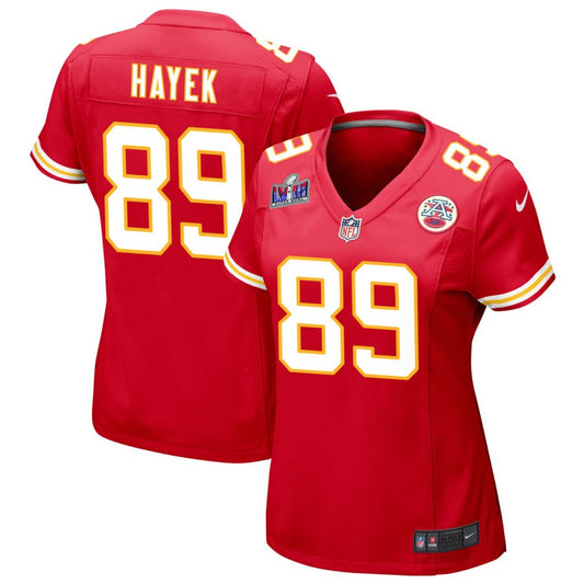 Jaaron Hayek Women's Nike Red Kansas City Chiefs Super Bowl LVIII Patch Custom Game Jersey