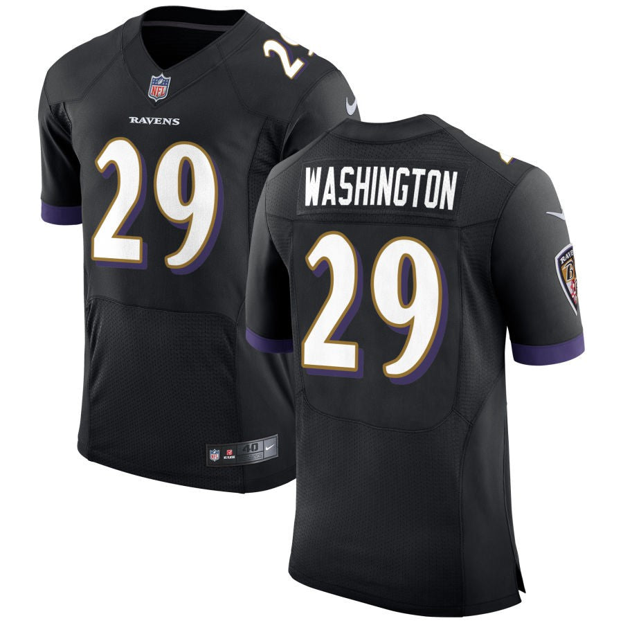 Ar'Darius Washington Men's Nike Black Baltimore Ravens Speed Machine Elite Custom Jersey