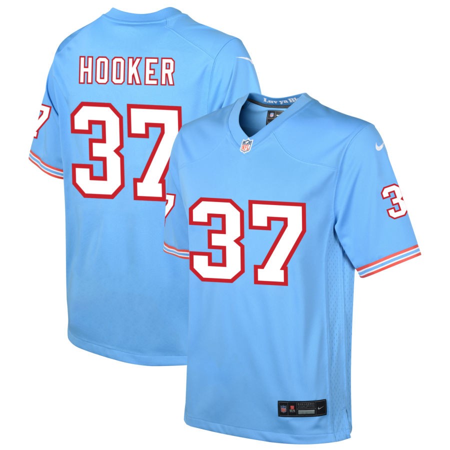 Amani Hooker Youth Nike Light Blue Tennessee Titans Oilers Throwback Custom Game Jersey