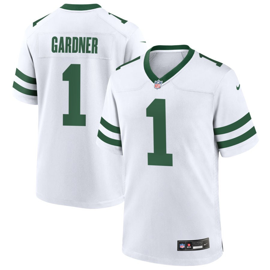 Sauce Gardner Men's Nike  Legacy White New York Jets Custom Game Jersey