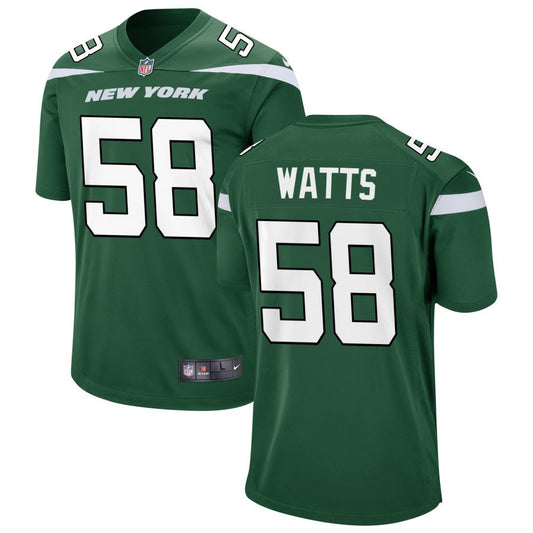 Eric Watts Men's Nike Gotham Green New York Jets Game Custom Jersey