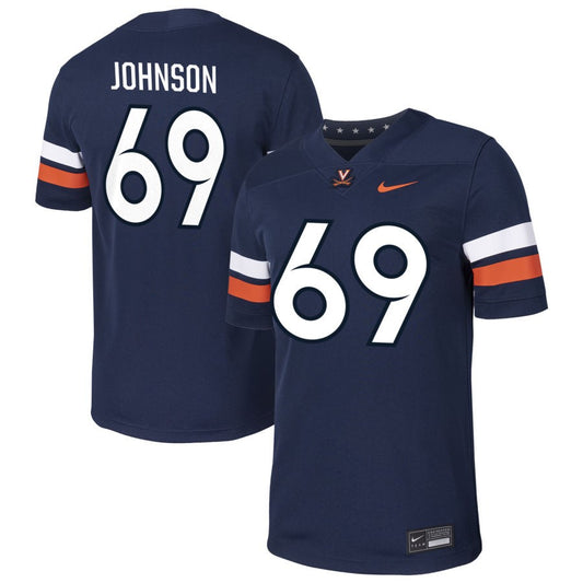 Luke Johnson Men's Nike  Navy Virginia Cavaliers Pick-A-Player NIL Football Game Jersey