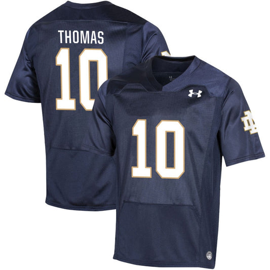 Loghan Thomas Men's Under Armour Navy Notre Dame Fighting Irish Pick-A-Player NIL Replica Football Jersey