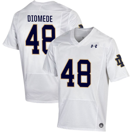 Marcello Diomede Men's Under Armour White Notre Dame Fighting Irish Pick-A-Player NIL Replica Football Jersey