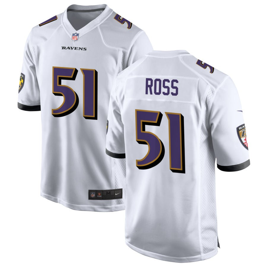 Josh Ross Men's Nike White Baltimore Ravens Custom Game Jersey