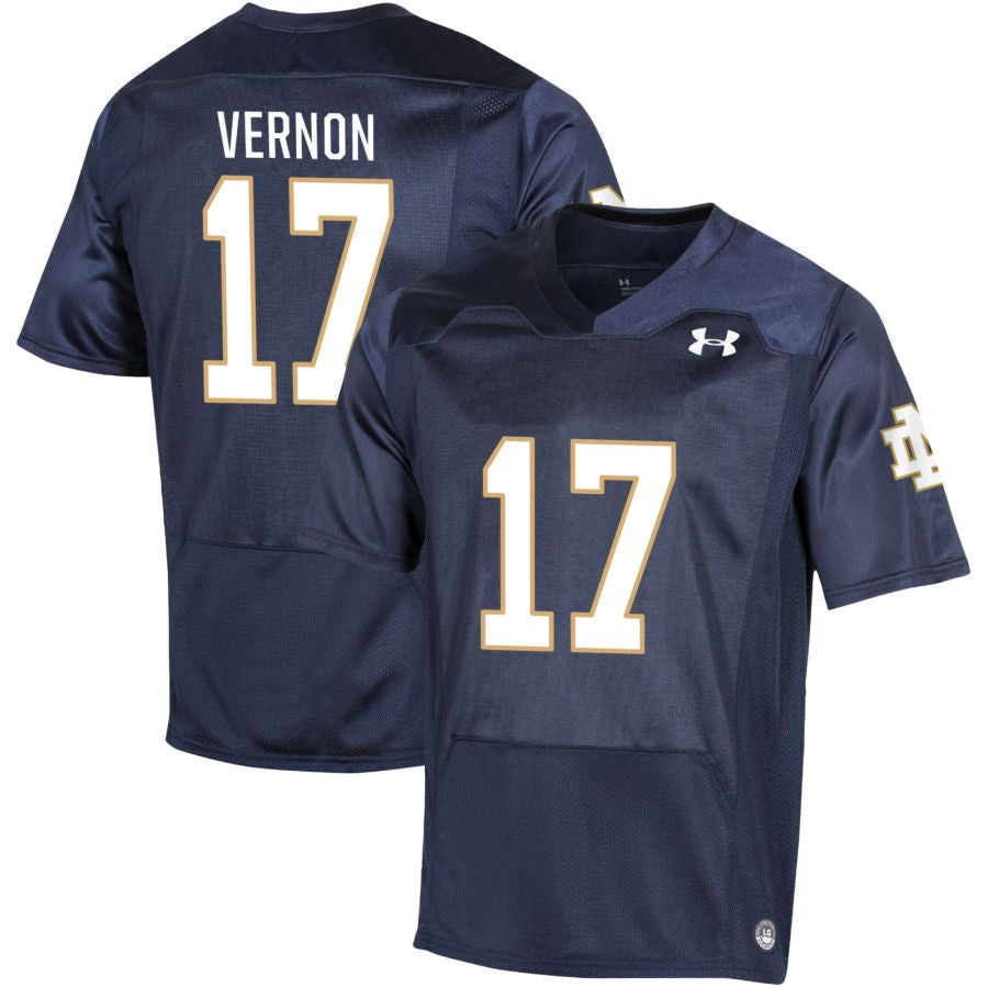 Brenan Vernon Men's Under Armour Navy Notre Dame Fighting Irish Pick-A-Player NIL Replica Football Jersey