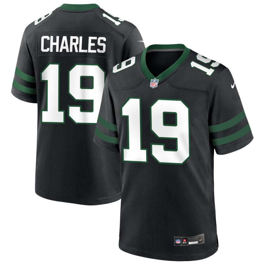 Irvin Charles Men's Nike  Legacy Black New York Jets Alternate Custom Game Jersey