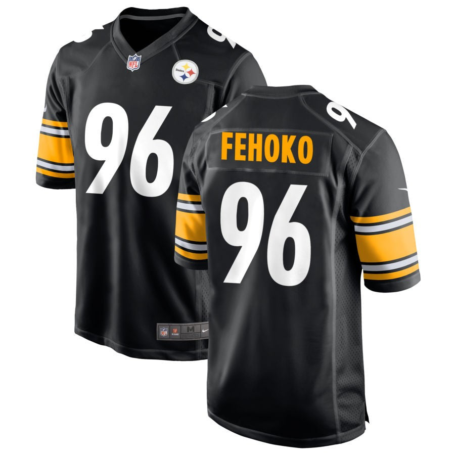 Breiden Fehoko Men's Nike Black Pittsburgh Steelers Custom Game Jersey