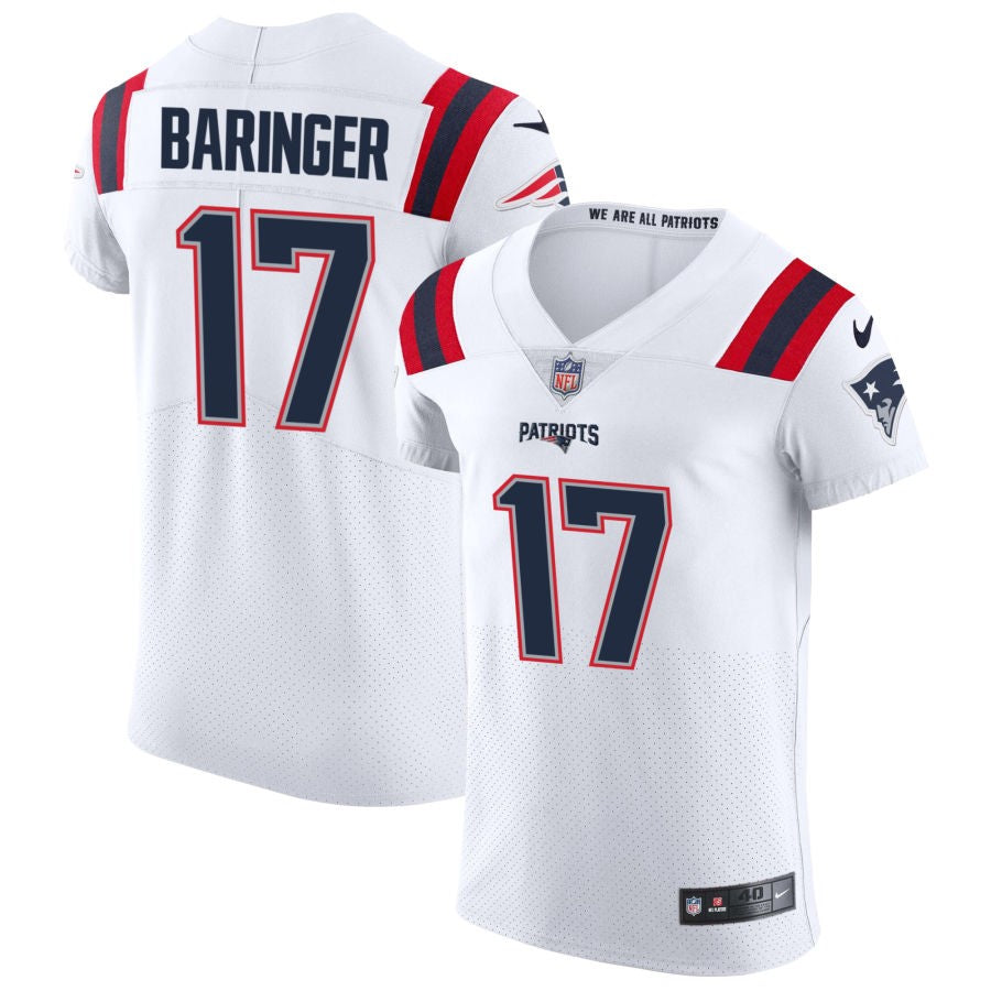 Bryce Baringer Men's Nike White New England Patriots Vapor Elite Custom Jersey