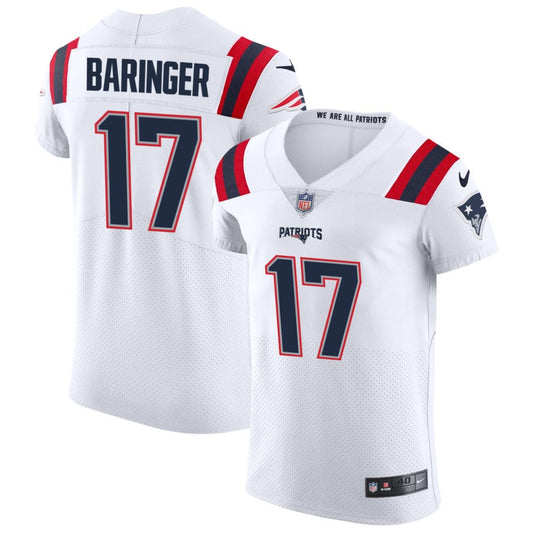 Bryce Baringer Men's Nike White New England Patriots Vapor Elite Custom Jersey