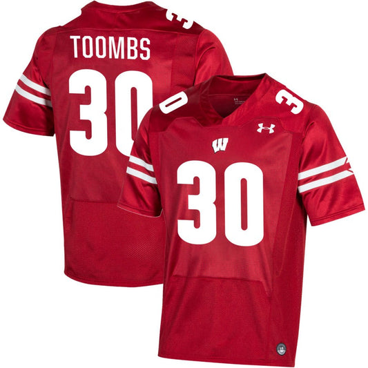 Angel Toombs Men's Under Armour Red Wisconsin Badgers Pick-A-Player NIL Replica Football Jersey