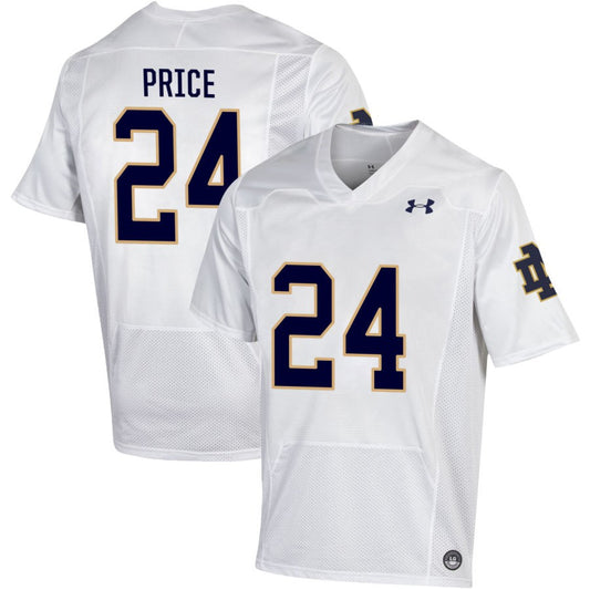 Jadarian Price Men's Under Armour White Notre Dame Fighting Irish Pick-A-Player NIL Replica Football Jersey