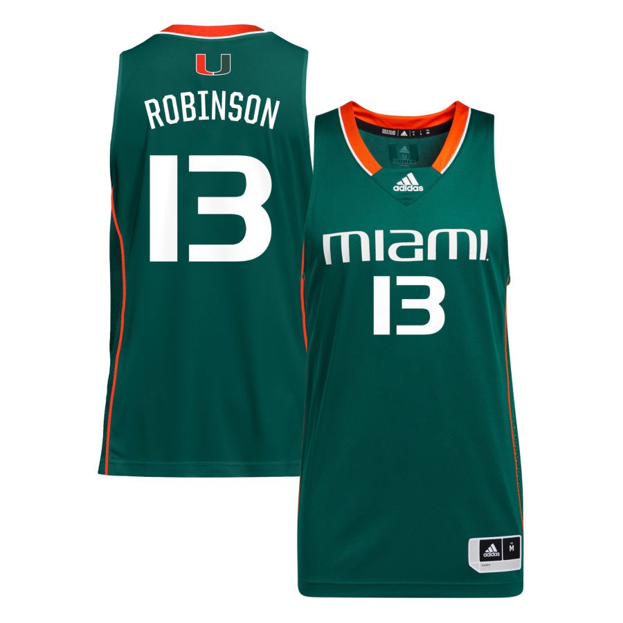 Jakai Robinson Unisex adidas Green Miami Hurricanes Pick-A-Player NIL Men's Basketball Jersey