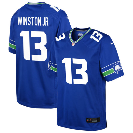 Easop Winston Jr Youth Nike Royal Seattle Seahawks Throwback Custom Jersey